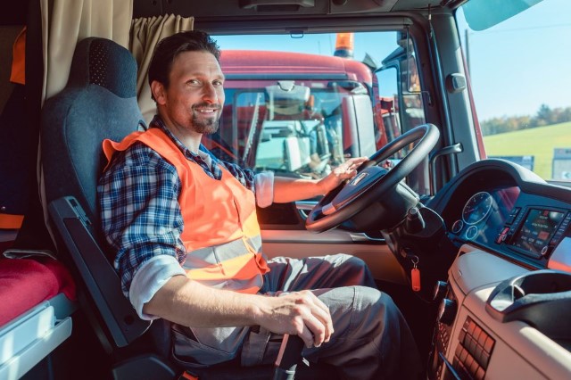 Mann am Steuer eines Lkw